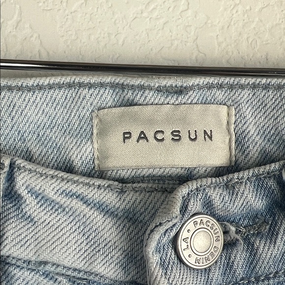 PacSun Jordan Low Rise Sky Blue Distressed Straight Leg Jeans Size 26 - Picture 2 of 4